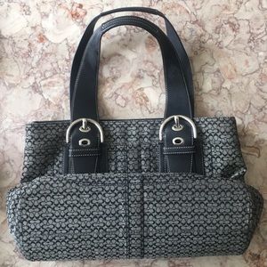 COACH Satchel/Tote, Great Condition, Black + White